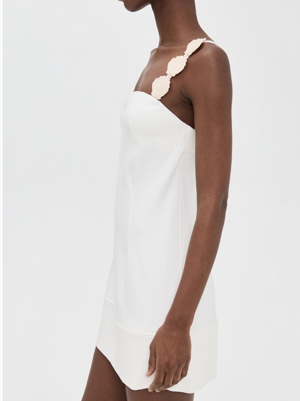 Tuckernuck Ivory One-Shoulder Mini Dress with Floral Strap